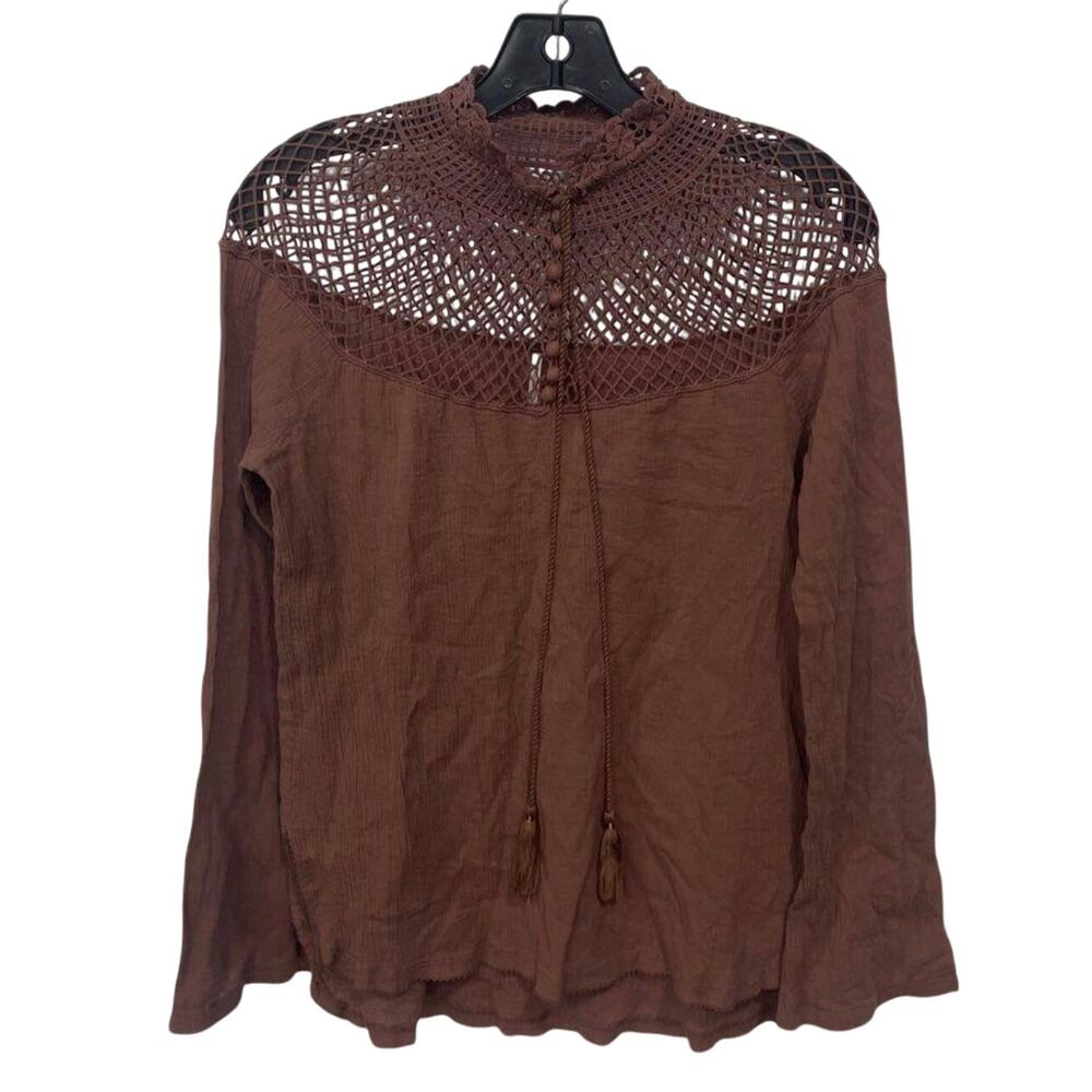 Free People / On The Island Blouse / sz M - Picture 2 of 3